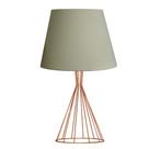 Luminária Abajur para Sala e Quarto Base Aramado cone Cobre cúpula de algodão Bege 55cm de Altura