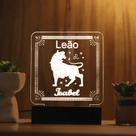 Luminária Abajur Signo Leão LED Branco