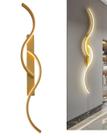 Luminária Arandela De Parede Led Ondas Luxo Minimalista Candeeiro Dourado 74cm Branco Quente 3000K 20W Bivolt 110V 220V Para Sala Quarto Cabeceira