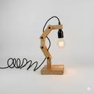 Luminária Articulada Robô de Mesa em Madeira Nobre Auracária Design Único