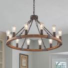 Luminária Benkut Wagon Wheel Chandelier 78 cm 12-Light