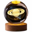 Luminária Bola de Cristal Galáxia 3D LED Petrin com Base em Madeira Iluminada USB Decoração Moderna