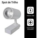 Luminária Branca Trilho Spot Led 20W 3500K Branco Quente
