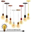 Luminária cabo Pendente Copinho Moderno Plástico 1L com Soquete 40mm E-27 Luminária cabo Pendente Copinho Moderno Plástico 1L com Soquete 40mm E-27