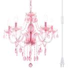 Luminária, candelabro com pingente de cristal rosa PAPAYA, 50 cm Luminária, candelabro com pingente de cristal rosa PAPAYA, 50 cm