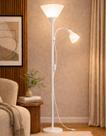 Luminária Chão 177cm Piso Articulada Dupla p/ 2 Lâmpadas Pedestal Coluna FL-1011-BRANCO