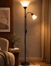 Luminária Chão 177cm Piso Articulada Dupla p/ 2 Lâmpadas Pedestal Coluna Metal FL-1011-PRETO