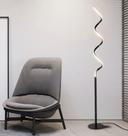 Luminária chão moderna coluna metálica slim retangular + LED integrado Espiral 1,40m