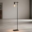 Luminária chão moderna metálica coluna slim base retangular p/1 lâmpada 1,35m