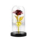 Luminária Cilíndrica Rosa Vermelha Folhas Douradas 21cm Luminária Cilíndrica Rosa Vermelha Folhas Douradas 21cm