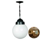 Luminária Colonial Teto Alumínio Fundido com Corrente e Globo Grande