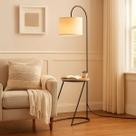 Luminária Com Mesa De Cabeceira Acoplada Estilo Industrial Pés De Aço