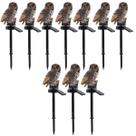 Luminaria Coruja Solar Decoraçao Kit 10 Uni Iluminaçao Led Rua Quintal Varanda Jardim Enfeite Escutura Aves