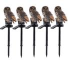 Luminaria Coruja Solar Kit 5 Uni Iluminaçao Led Decoraçao Rua Quintal Varanda Jardim Enfeite Escutura Aves