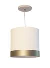 Luminária Cúpula Em Tecido 25cm Diâm. Faixa Cor Bronze Branco