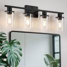 Luminária de banheiro Litaddscen 4-Light Matte Black 66cm