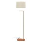 Luminaria de Canto para Sala Base Mdf Estrutura de Aço Bivolt Cupula Bege
