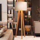 Luminária De Chão Abajur de Sala De Estar Escritório Com Cúpula E Pés De Madeira Mobigu Moderno