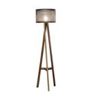 Luminária de Chão Aila Metal Preto com Base em Madeira 153cm - 69306