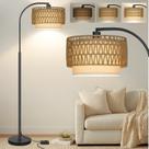 Luminária de chão Boncoo Arc Black Rattan Dim 9W LED