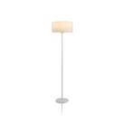 Luminária de chão branca com cúpula redonda. Design clean, altura ajustável e luz perfeita para sua sala ou escritório.