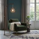 Luminária De Chão Brooklyn Metal Cúpula Diamante Base Circular Moderna Sala Quarto Luxo Cor:Cobre
