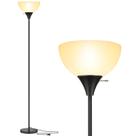 Luminária de chão Coucrek LED Standing Luminárias pretas com abajur branco