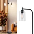 Luminária de chão DINGLILIGHTING Modern Black com abajur de vidro transparente Luminária de chão DINGLILIGHTING Modern Black com abajur de vidro transparente