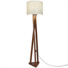 Luminária de Chão Estrela com Pés de Madeira e Tecido Sapucaia Marmorizado Bege 162cm