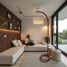 Luminária de Chão Floripa Abajur de Piso Moderno Metal Cúpula Cilíndrica Tecido Palha Cor:Cobre