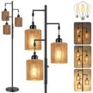 Luminária de chão Hotsonic 183 cm em rattan, dimerizável, 3 lâmpadas