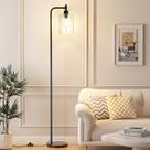 Luminária de Chão Industrial Ziisee Preto com Vidro e LED