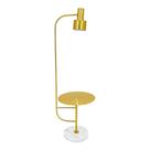 Luminaria de Chão Mesinha Suporte Metal Dourado Base Marmore