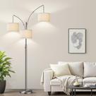 Luminária de chão Nintiue Dimmable 3 luzes 203 cm de níquel escovado