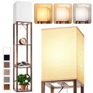 Luminária de Chão PARTPHONER 160 cm 3 CCT LED com Prateleiras Marrom