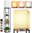 Luminária de Chão PARTPHONER 160 cm com 3 Lâmpadas LED CCT e Prateleiras