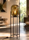 Luminária de Chão Piso 100cm Globo Vidro Fumê Cinza Espelhada Coluna Pedestal LV-ASH-3 Gimpo