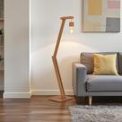 Luminária de Chão Piso Articulada Retrô 160cm Madeira Design Clássico