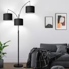 Luminária de chão regulável Nintiue 203 cm 3-LED Black Shades
