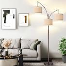 Luminária de chão regulável Nintiue 203 cm 3 luzes, tons de bege