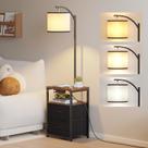 Luminária de chão SUNMORY com mesa, 2 gavetas, porta USB