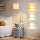 Luminária de chão SUNMORY com mesa, 2 gavetas, porta USB