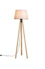 Luminária de Chão Tripé 178cm Madeira Castanho Cúpula Algodão Cru Madelustre