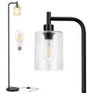 Luminária de chão Ziisee LED 164cm Black Seed Glass