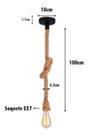 Luminária De Corda Rústica Bocal E27 1 mt Duplo S/ Lâmpada Retrô - lux mundo Luminária De Corda Rústica Bocal E27 1 mt Duplo S/ Lâmpada Retrô - lux mundo