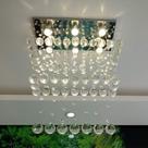 Luminária De Cristal Para Sala Com Base De Inox 50x22cm