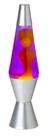 Luminária de Lava Original com Base Prata 37 cm, Cera Amarela e Líquido Roxo