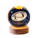 Luminária de Mesa Abajur 3D Cristal Universo Saturno Led 2W 3000K 5V