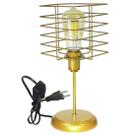 Luminária de Mesa Abajur Clássico Aramado Boxy Dourado P/LED