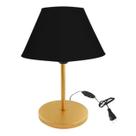 Luminária de Mesa Abajur Cúpula Injetada para Escritório Quarto Recepção Decoração Sala Moderno DOURADO e PRETO